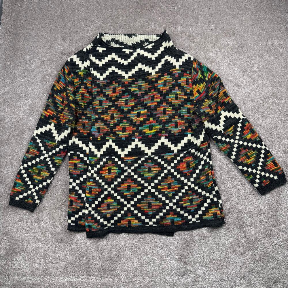 Intro Wrap Sweater Size PXL Aztec Chevron Knit Multicolor Petite Boho Folksy
